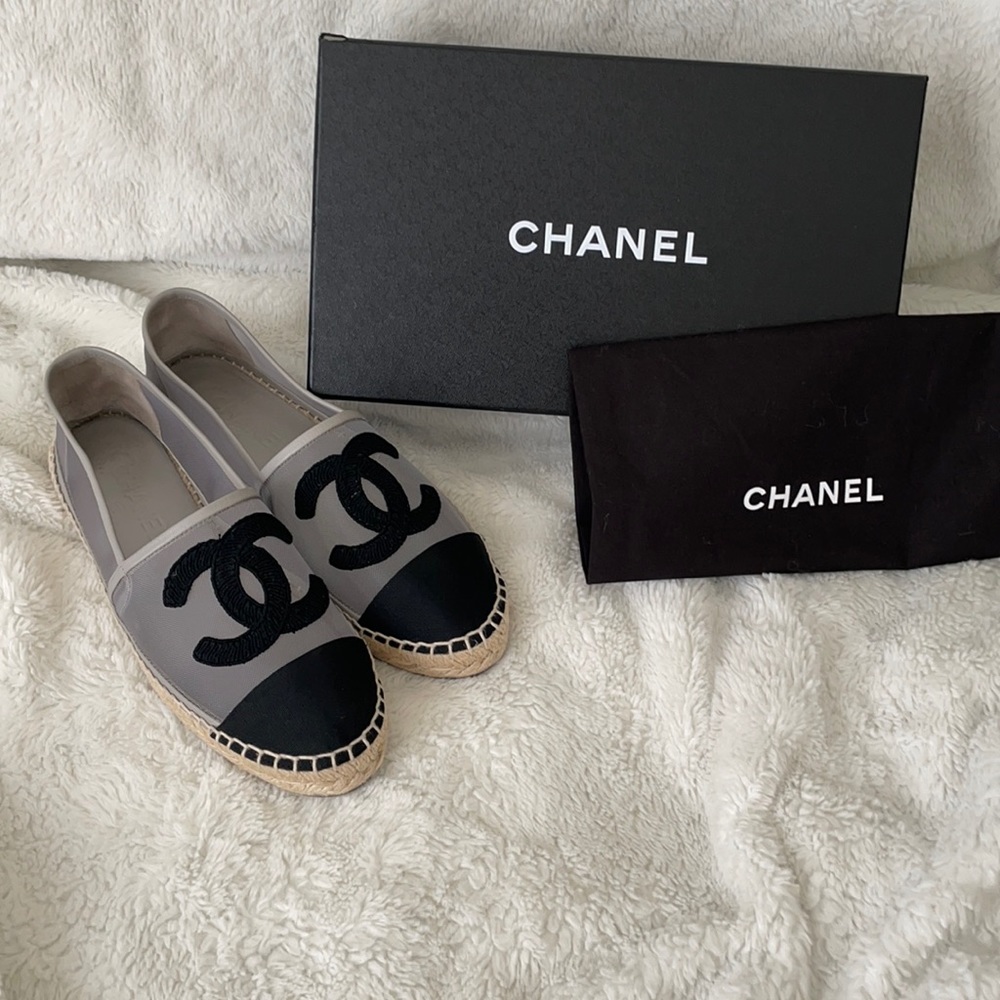 Chanel mesh grosgrain espadrilles